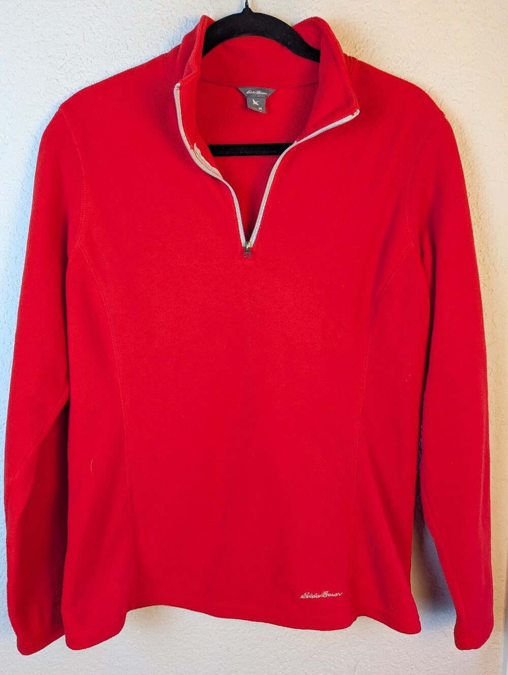 Eddie Bauer Women's Quarter Zip Fleece Pullover  M Red Outdoors Layers Fall